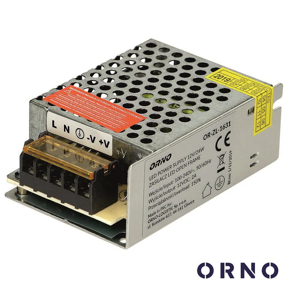 Fonte De Alimentação Industrial 12V 25W 2A ORNO 1