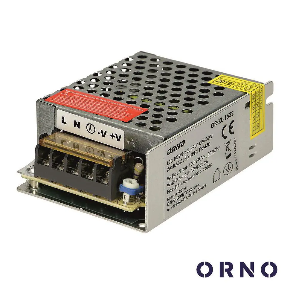 Fonte De Alimentação Industrial 12V 36W 3A ORNO 1
