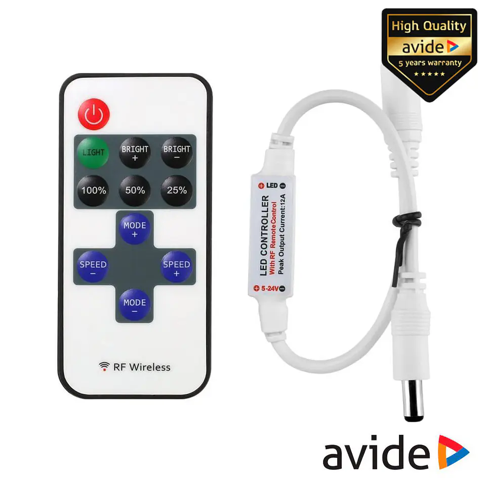 Controlador P/ Fita LEDS 5-24V COM Comando AVIDE 1