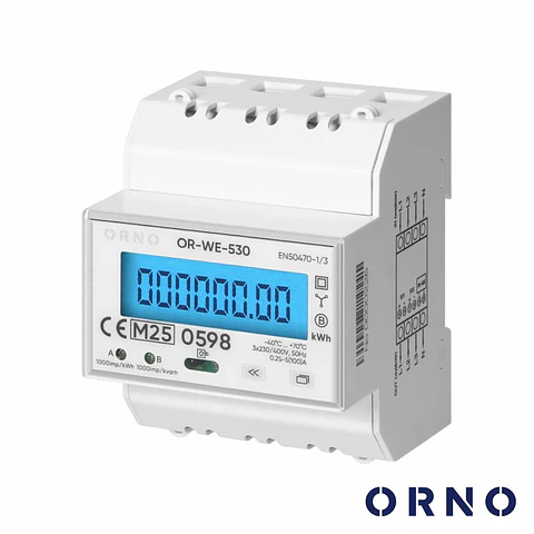Contador de Energia Trifásico 230V/100A 4 Módulos Din ORNO