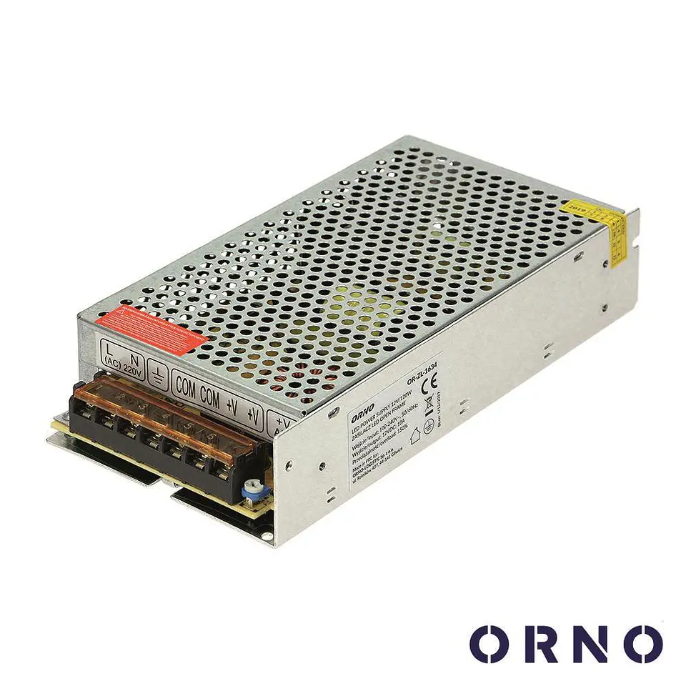 Fonte De Alimentação Industrial 12V 200W 16.5A ORNO 1