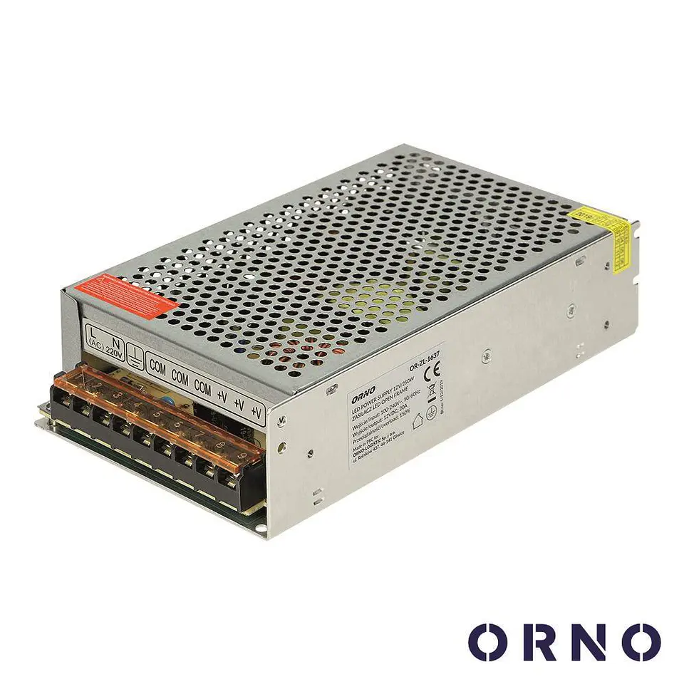 Fonte De Alimentação Industrial 12V 250W 20.8A ORNO 1