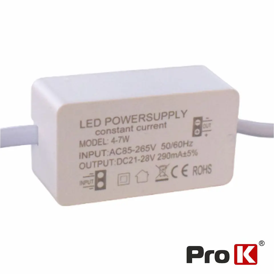 Fonte de Alimentação P/ LED 4-7W 21-28V 290mA PROK 1