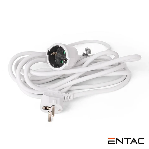 Cabo Extensão Tomada Elétrica 1x Schuko 5m Branco ENTAC