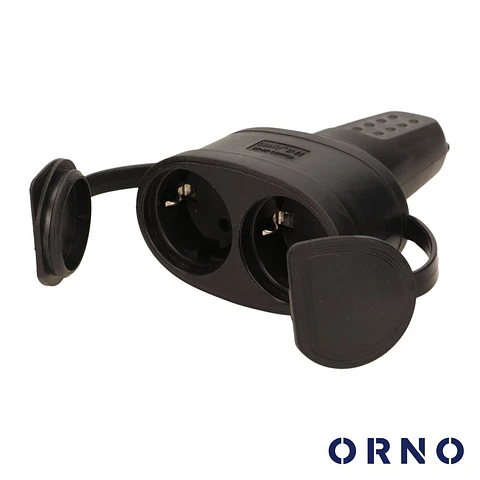 Ficha Elétrica Adaptadora 2x Schuko IP44 ORNO