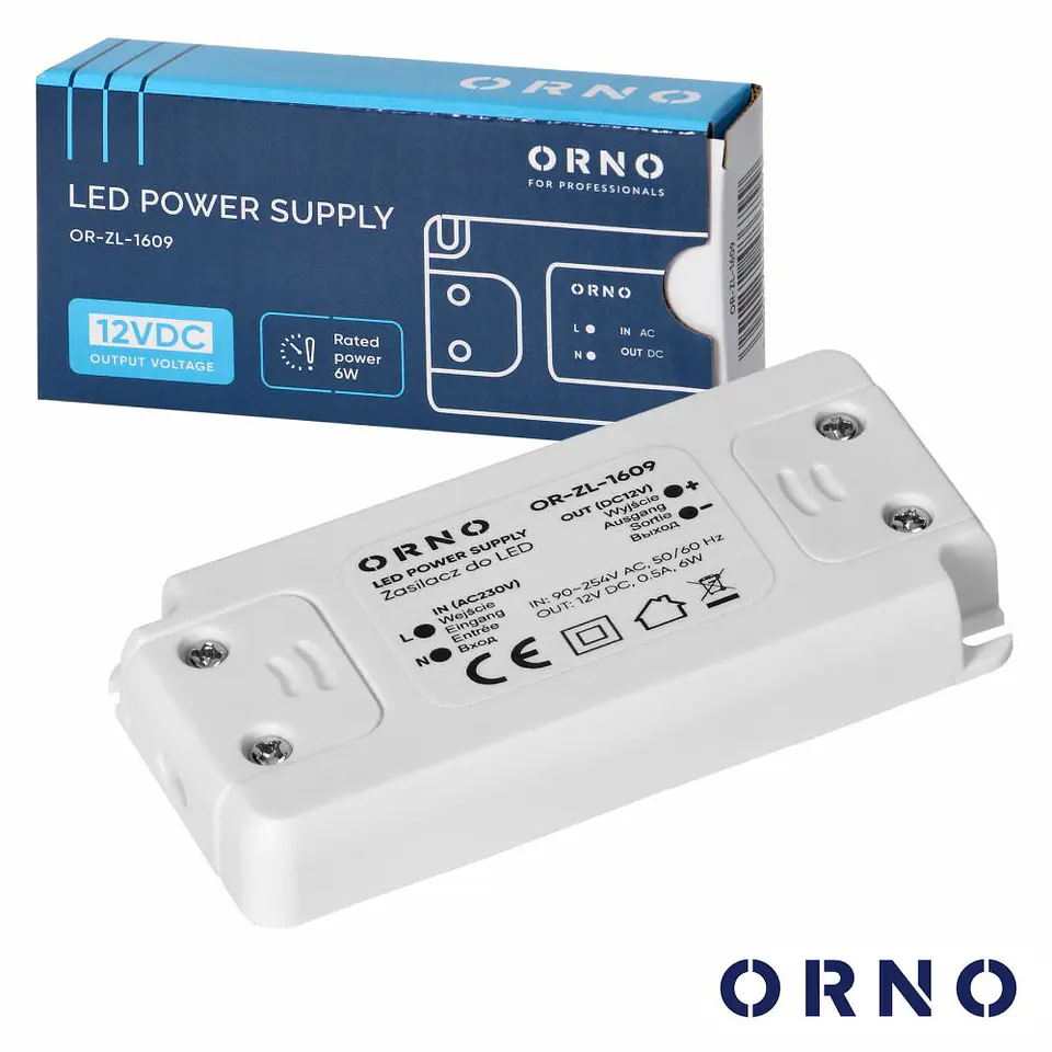 Fonte De Alimentação Fixa 0.5A 6W 12V ORNO 1