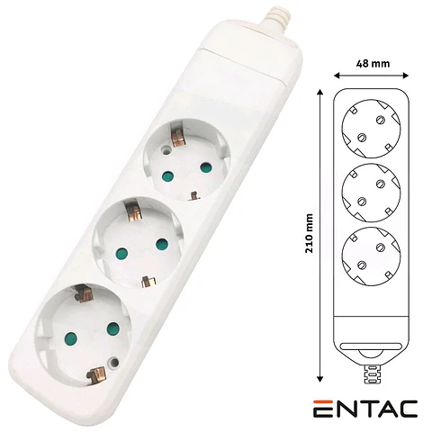 Tomada Elétrica COM 3 Saídas Schuko ENTAC