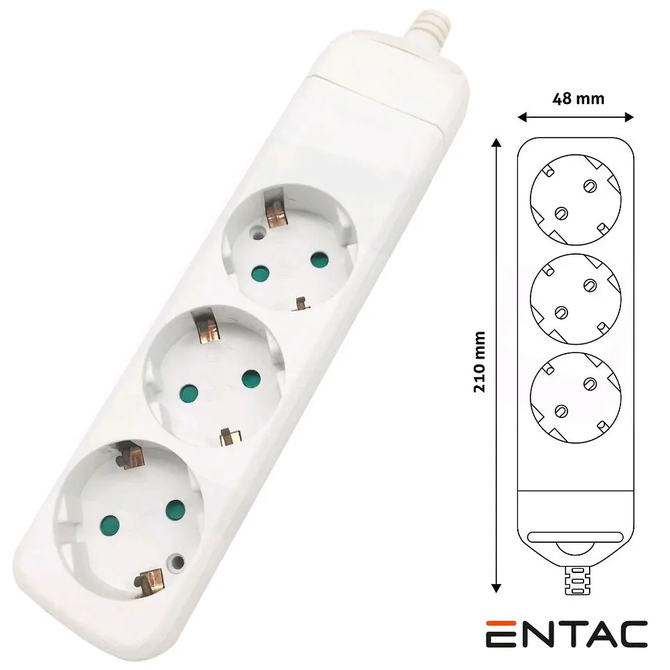 Tomada Elétrica COM 3 Saídas Schuko ENTAC 1
