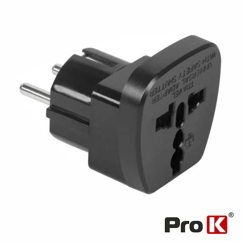 Ficha Adaptadora Viagem Universal Preto PROK