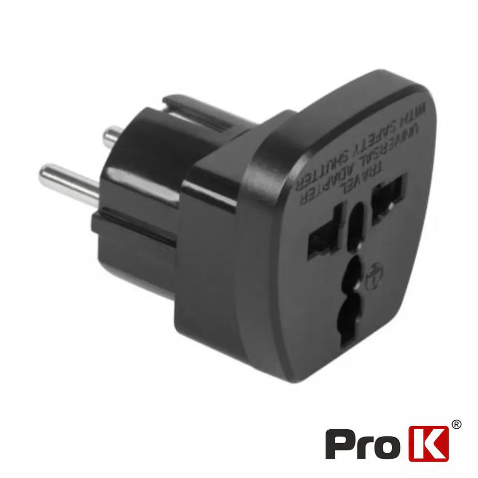 Ficha Adaptadora Viagem Universal Preto PROK 1