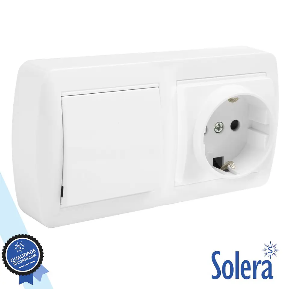 INTERRUPTOR E TOMADA DE PAREDE 10A 250V SOLERA 1