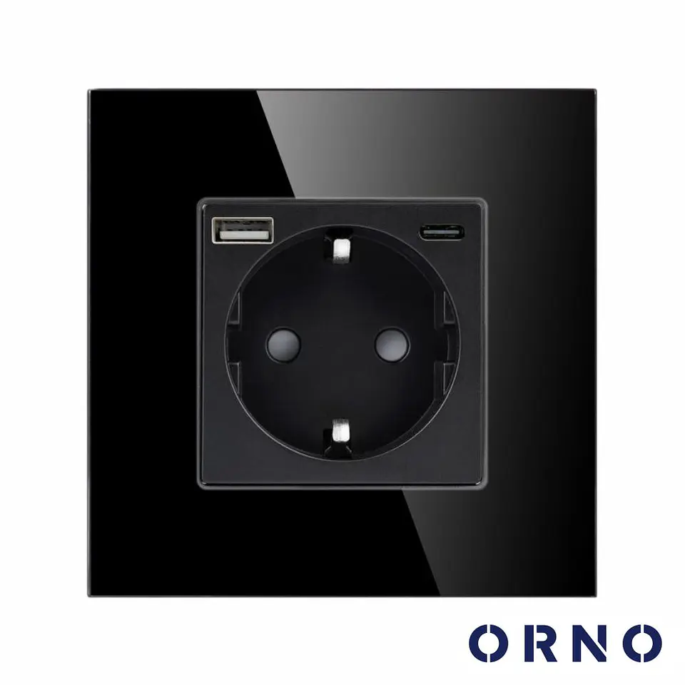 Tomada Elétrica Encastrar 1x Schuko 1x USB-A 1x USB-C ORNO 1