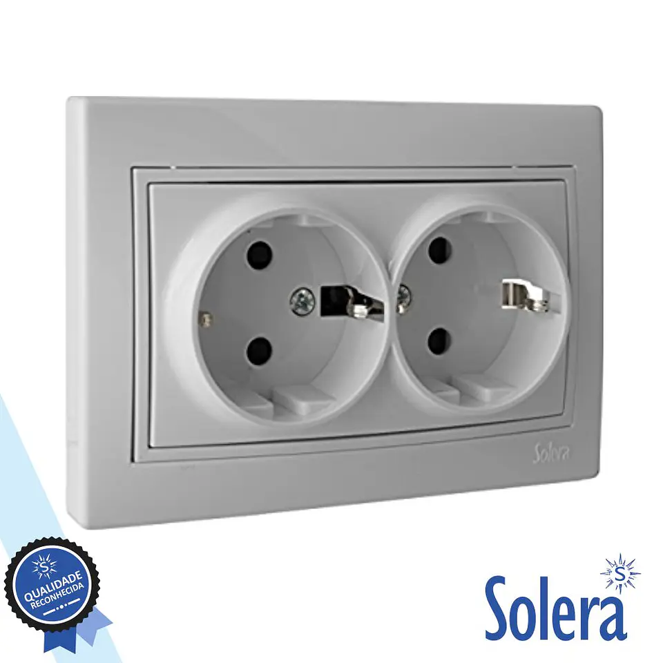 Tomada Elétrica Encastrar Dupla COM Terra SOLERA 1