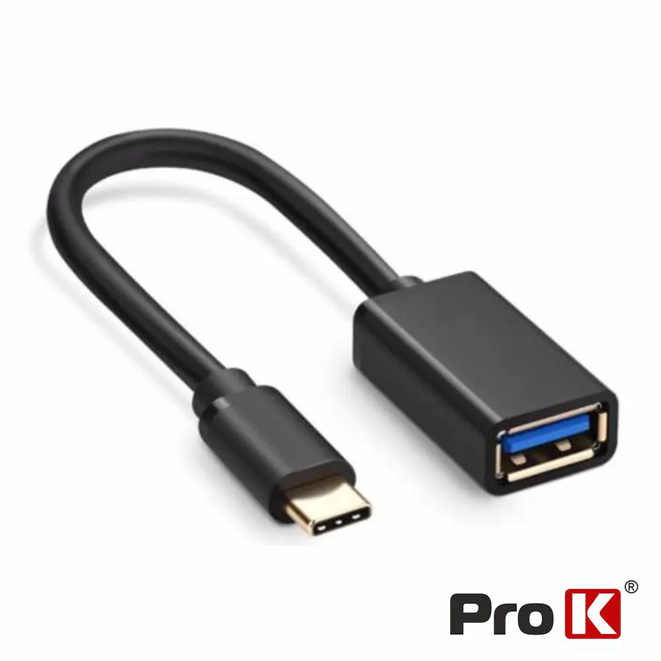 Cabo Adaptador USB-C 3.0 Macho/USB-A Fêmea OTG PROK 1