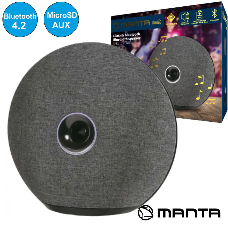 COLUNA BLUETOOTH PORTÁTIL USB/SD/AUX/BAT PREMIUM MANTA 1