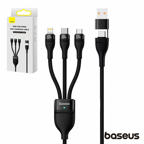 Cabo USB-A/C Macho/MicroUSB/USB-COMLightning 1.2M 100W Baseus
