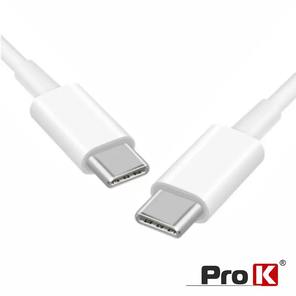 Cabo USB-C 2.0 Macho / USB-C Macho 1M Branco PROK 1