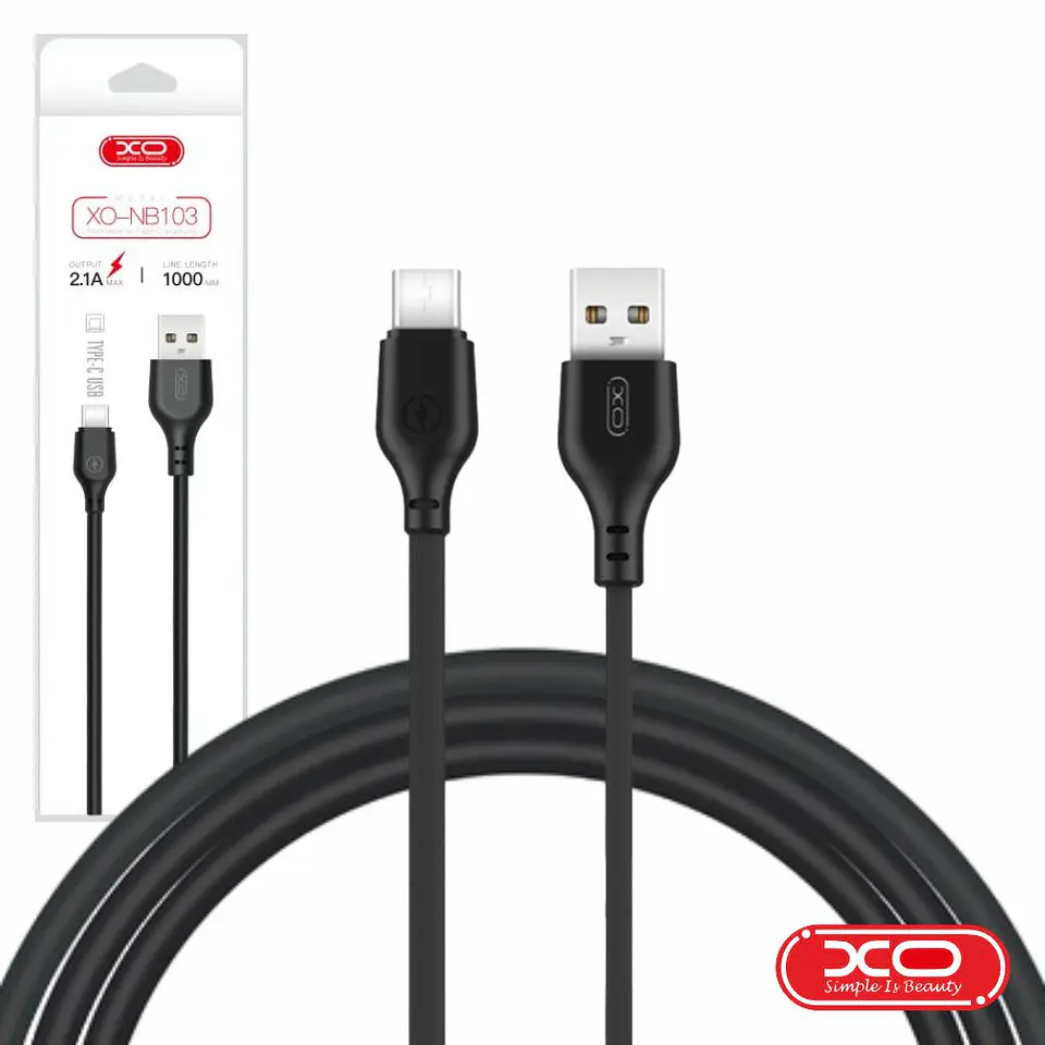Cabo USB-A 2.0 Macho / USB-C 2.1A 2M Preto XO 1