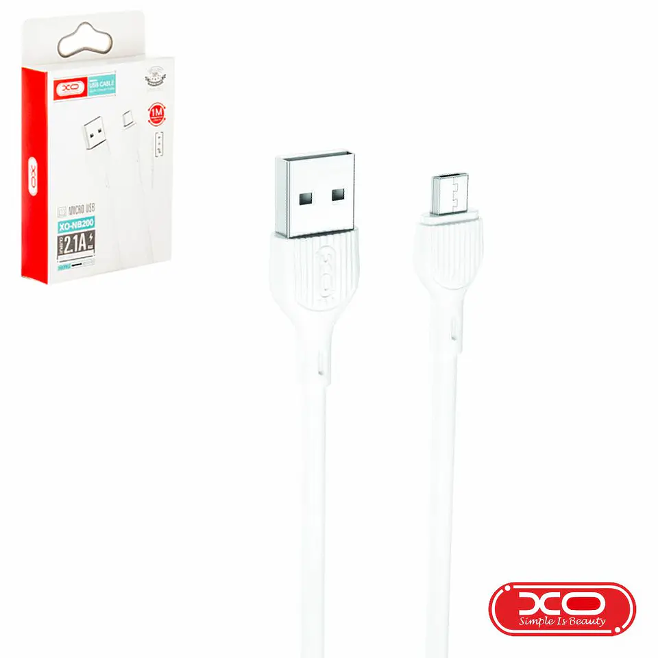 Cabo USB-A 2.0 Macho / Micro USB 2m Branco XO 1
