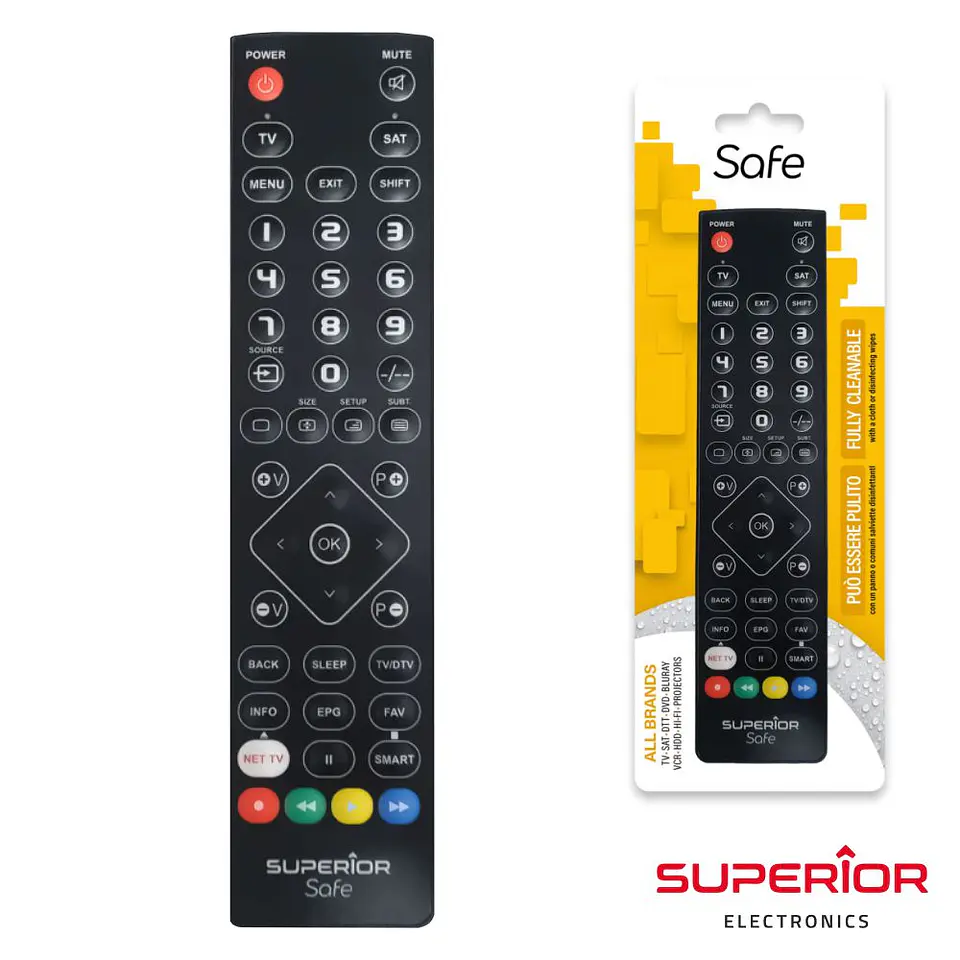 Comando TV Universal 2:1 Lavável Slim Preto SUPERIOR 1