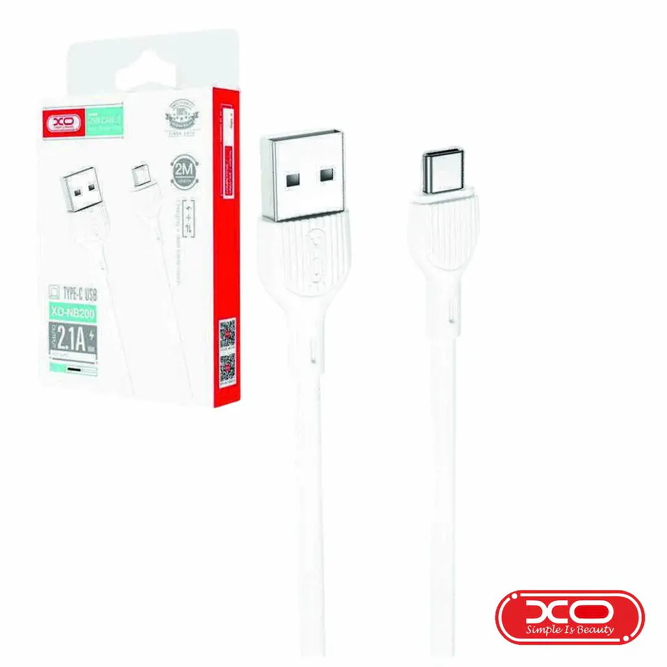 Cabo USB-A Macho / USB-C Macho 2m Branco XO 1