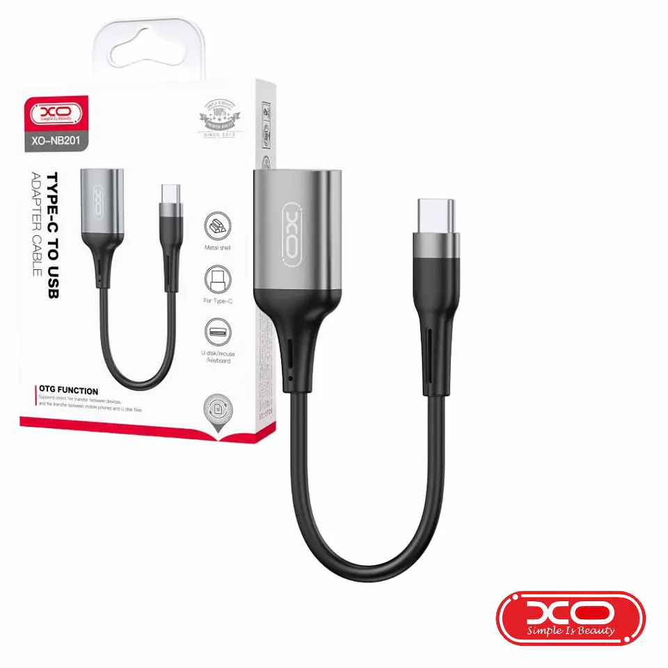 Cabo Adaptador USB-C Macho/USB-A 2.0 Fêmea OTG XO 1