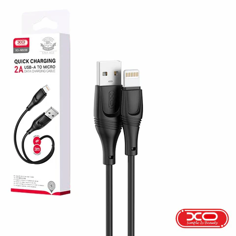 Cabo USB-A Macho / Lightning Macho 3m Preto XO
