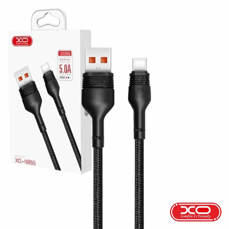 Cabo USB-A Macho / USB-C Macho 5A 1m Preto XO 1