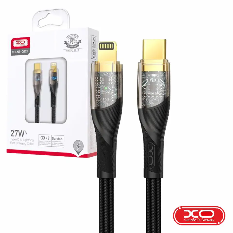 Cabo USB-C Macho / Lightning Macho PD 27W 1m Preto XO 1