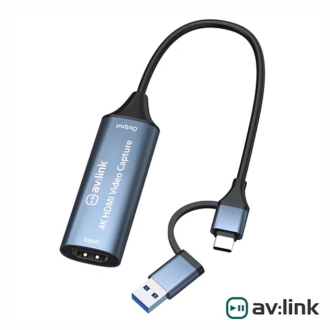 Placa Captura HDMI P/ USB e USB-C 3.0 4K 30Hz AV:LINK