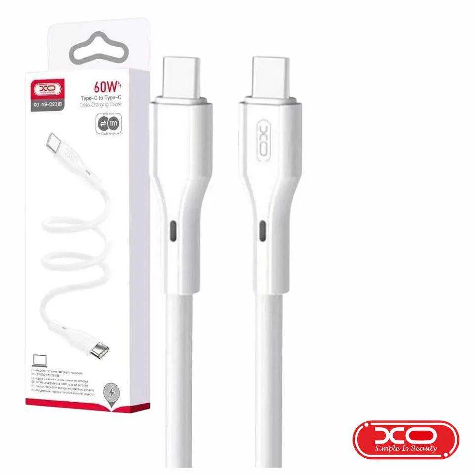 Cabo USB-C Macho / USB-C Macho PD 60W 1m Branco XO 1