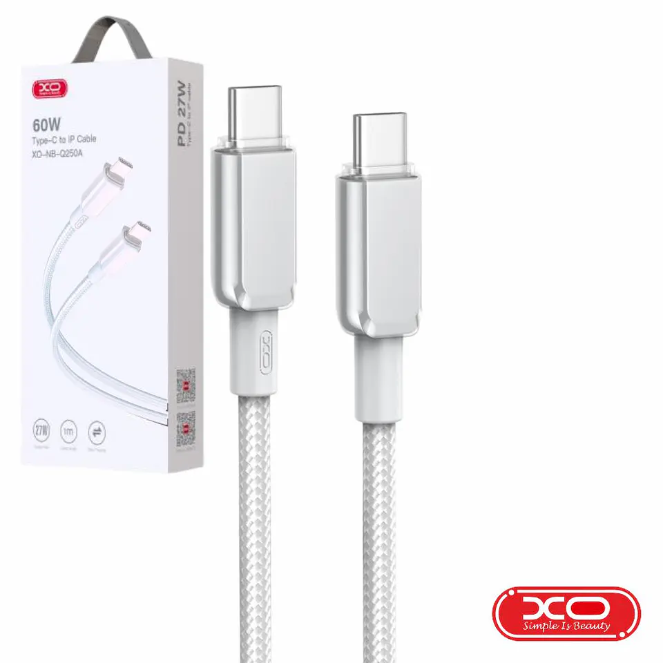 Cabo USB-C Macho / USB-C Macho PD 60W 1m Branco XO 1