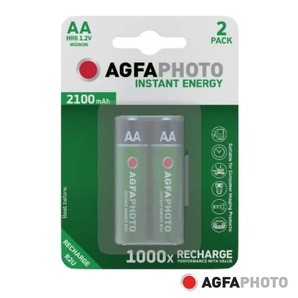 Pilha Recarregável AA 1.2V 2100mAh 2x Blister AGFAPHOTO 1