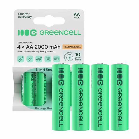 Pilha Recarregável AA 1.2V 2000mA 4x Blister GREEN CELL