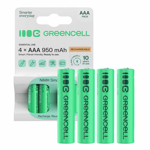 Pilha Recarregável AAA 1.2V 950mA 4x Blister GREEN CELL