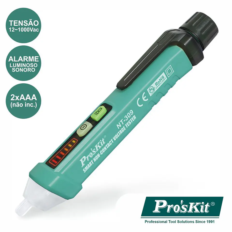 DETETOR TENSÃO SEM CONTATO COM LANTERNA LED PROSKIT 1