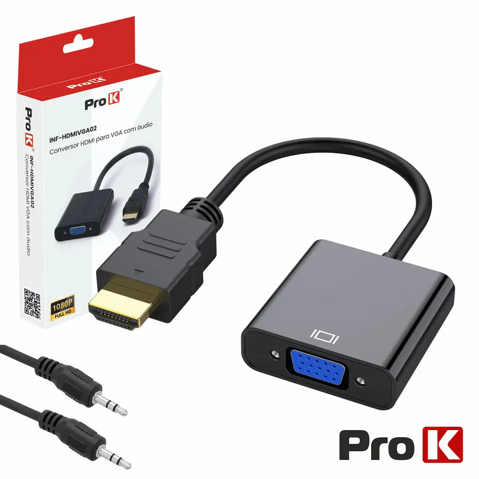 ADAPTADOR HDMI -> VGA COMAUDIO PROK 1