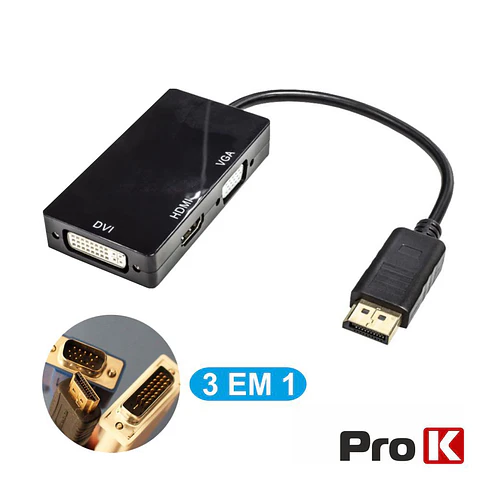 ADAPTADOR DISPLAYPORT MACHO / DVI+HDMI+VGA PROK