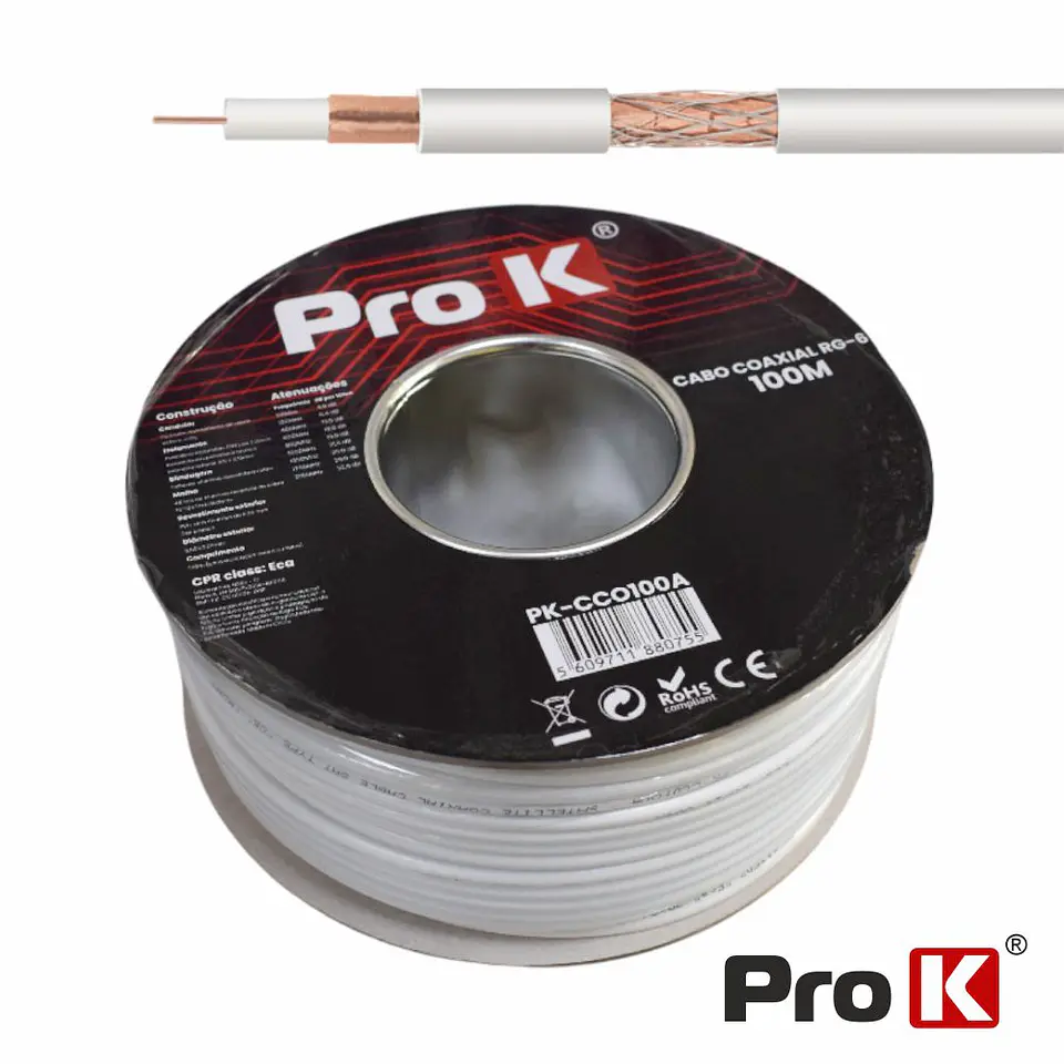 CABO COAXIAL 75 Ohm BRANCO PROK 1