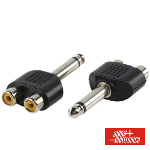 FICHA ADAPTADORA JACK 6.35MM MACHO MN / 2 RCA FÊMEA