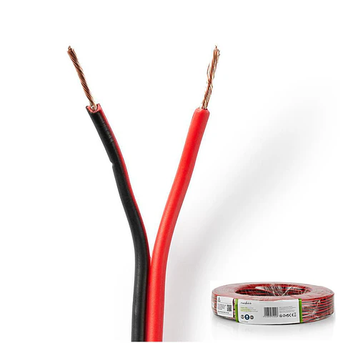 Cabo de Coluna 2x 0,75 mm2 Preto/Vermelho NEDIS