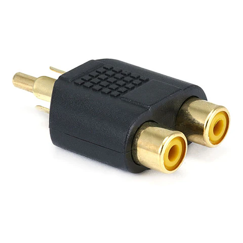 FICHA ADAPTADORA RCA MACHO / 2 RCA FÊMEA