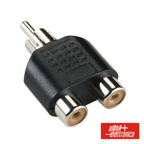 FICHA ADAPTADORA RCA MACHO / 2 RCA FÊMEA
