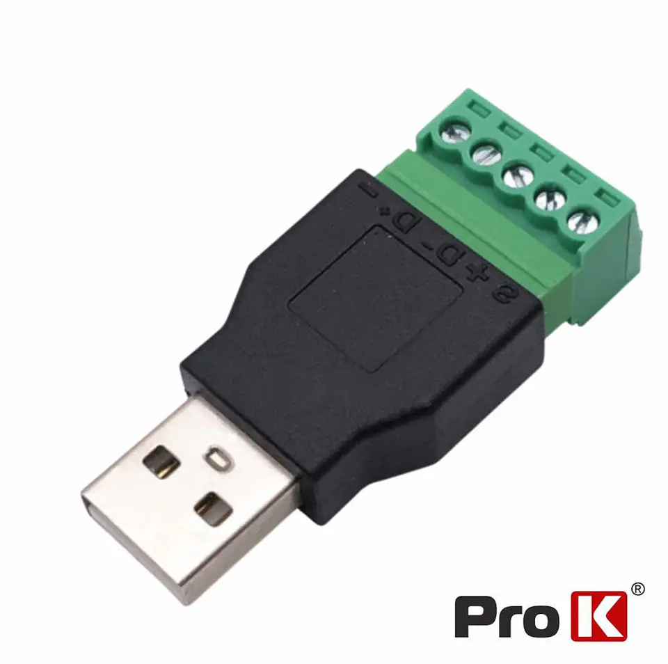 Adaptador Micro USB 2.0 Macho P/ Parafuso De 5 Pinos PROK 1