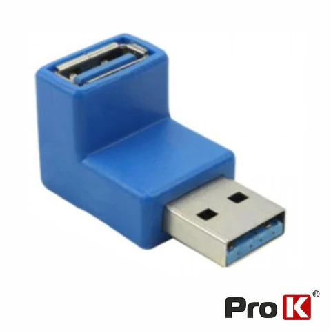 FICHA ADAPTADORA USB-A 3.0 MACHO / FÊMEA 90º PROK