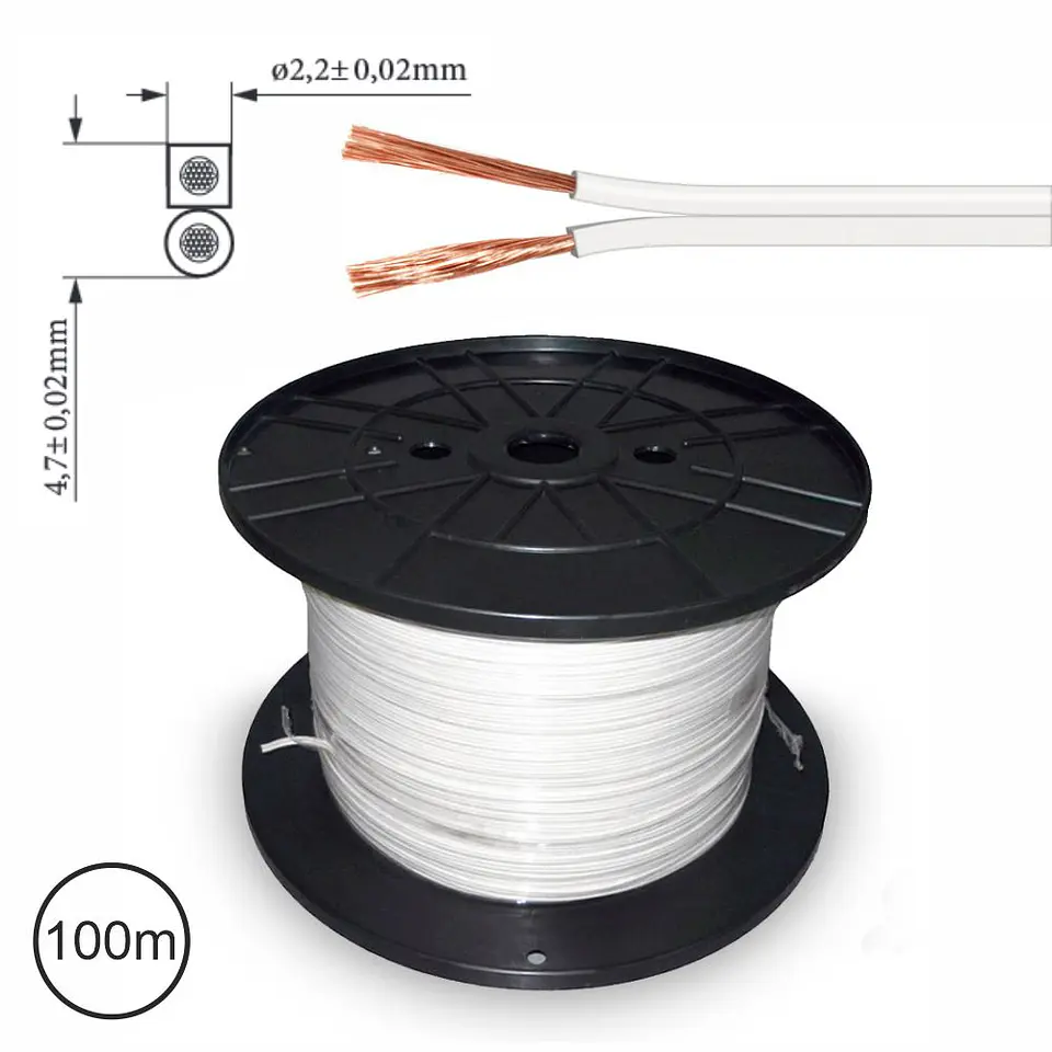 Cabo Coluna 2x1.0mm Branco Paralelo 1