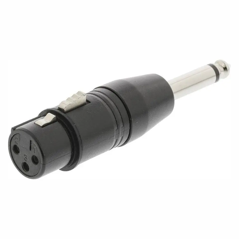 Ficha Adaptadora XLR 3p Fêmea / Jack 6.35mm Macho Mono 1
