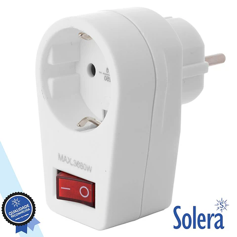 TOMADA ELÉTRICA COM 1 SAÍDA INTERRUPTOR BRANCO SOLERA