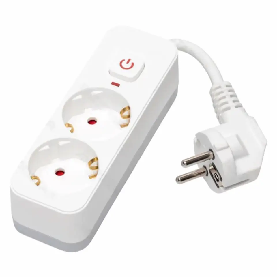 Ficha Elétrica Adaptadora 2x Schuko COM Interruptor 1