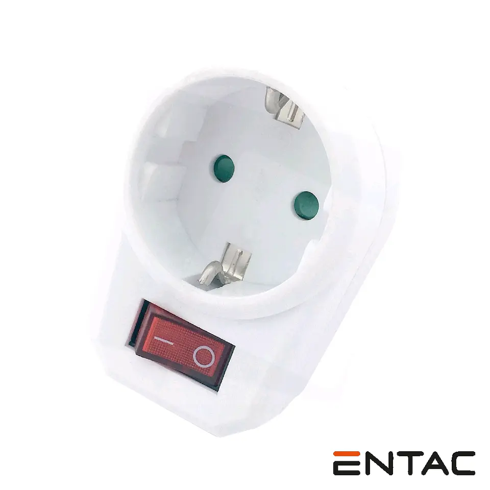 Tomada Elétrica COM 1 Saída Interruptor Branco ENTAC 1